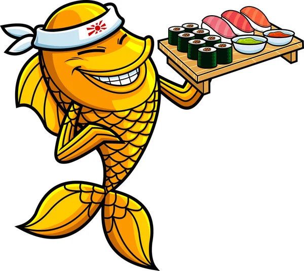 Goldfish Logo Sushi Restaurant — Image vectorielle