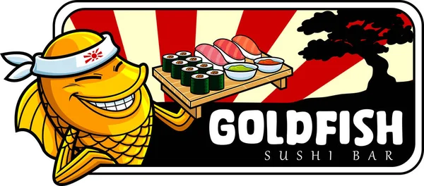 Goldfish Logo Sushi Restaurant — Stockvector