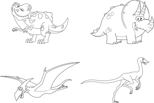 Set Simpatici Dinosauri Dei Cartoni Animati — Vettoriale Stock