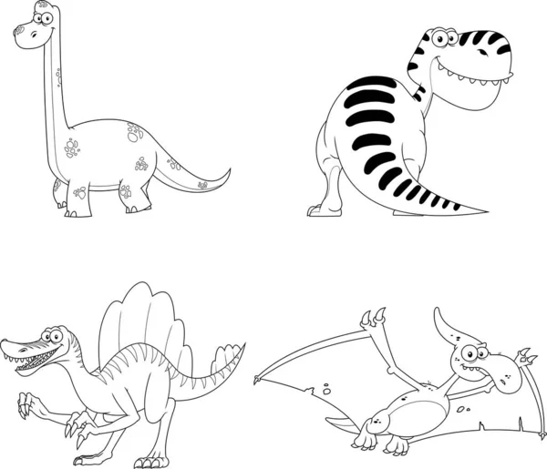 Set Dinosaurs Illustration Vector — ストックベクタ
