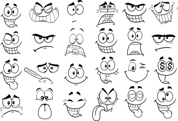 Conjunto Caras Divertidas Ilustración Vectorial — Archivo Imágenes Vectoriales