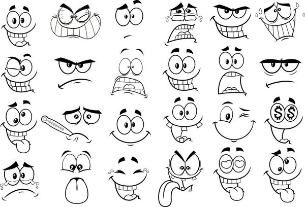 set of funny faces, vector illustration