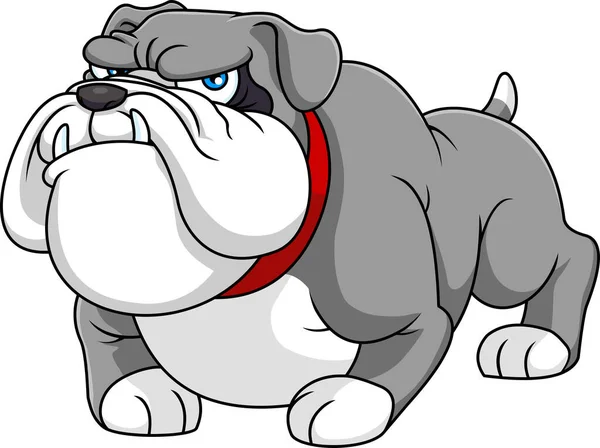 Angry Gray Bulldog Cartoon Mascot Character Vector Hand Drawn Illustration — Stockvektor