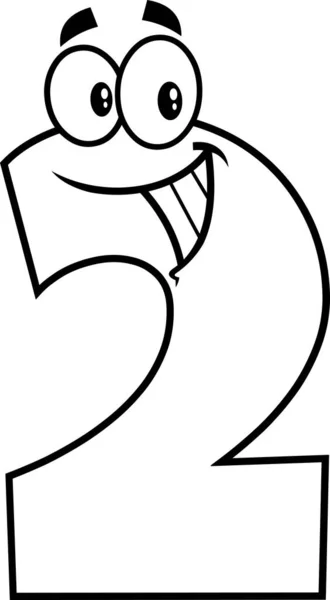 Смешной Персонаж Мультфильма Номер Два Изолированная Прозрачном Фоне Растровая Иллюстрация — стоковый вектор