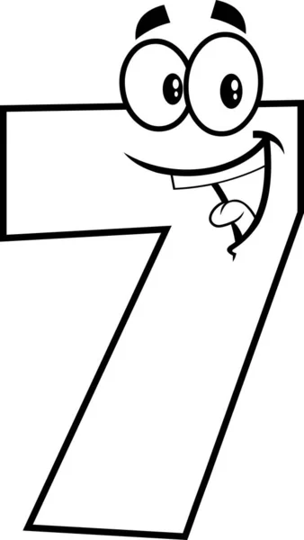 Funny Number Seven Cartoon Character Raster Illustration Isolated Transparent Background — ストックベクタ