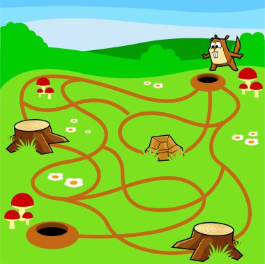 Çocuklar için labirentin vektör çizimi. Çözüm konsepti aranıyor