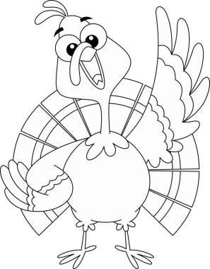 Çizgi film hindi kuş karakterinin vektör çizimi