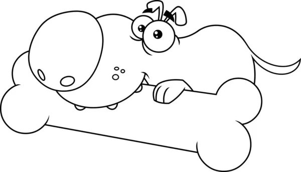 幸せ犬漫画のキャラクターのスケッチ Gnewing Bone — ストックベクタ