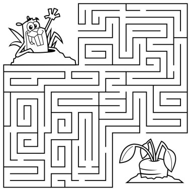 Çocuklar için çizgi film eğitimi kunduzun havuca ulaşmasına yardımcı oluyor. Raster Hand Çizim Resimleri Beyaz Arkaplanda İzole Edildi