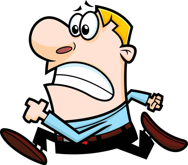 İş adamı çizgi film karakteri işe geç kalıyor. Raster Hand Çizim Resimleri Beyaz Arkaplanda İzole Edildi