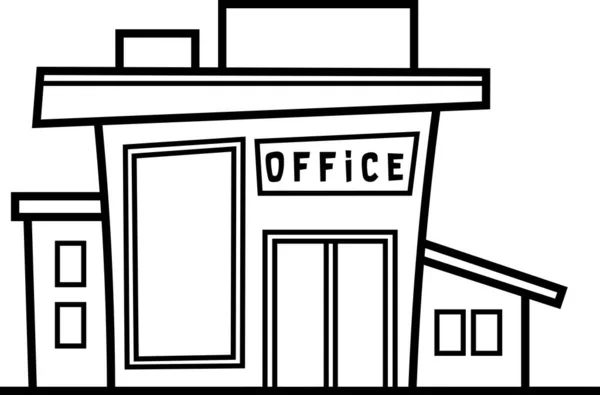 Cartoon Office Building Raster Hand Getekend Illustratie Geïsoleerd Witte Achtergrond — Stockvector