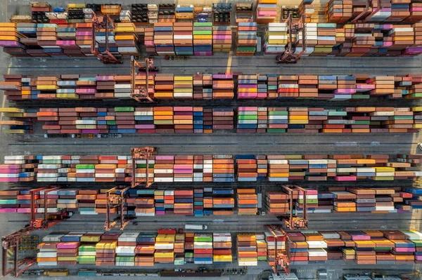 Vista Aerea Colorato Container Terminal Commercio Industria Hong Kong Cina — Foto Stock