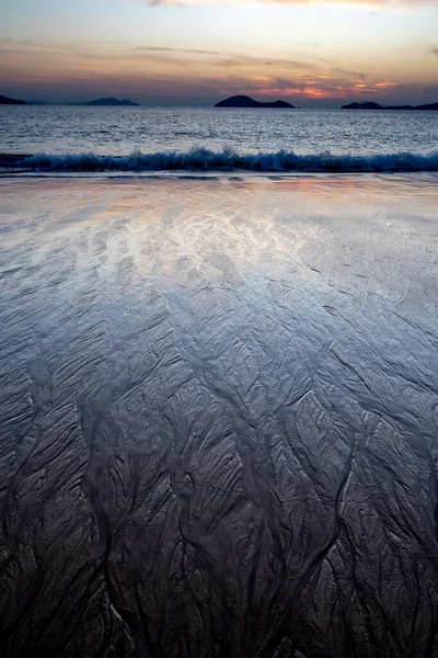 Magical Morning Seascape Rising Sun Water Ripple Sand Patterns Shallow — Stock Photo, Image