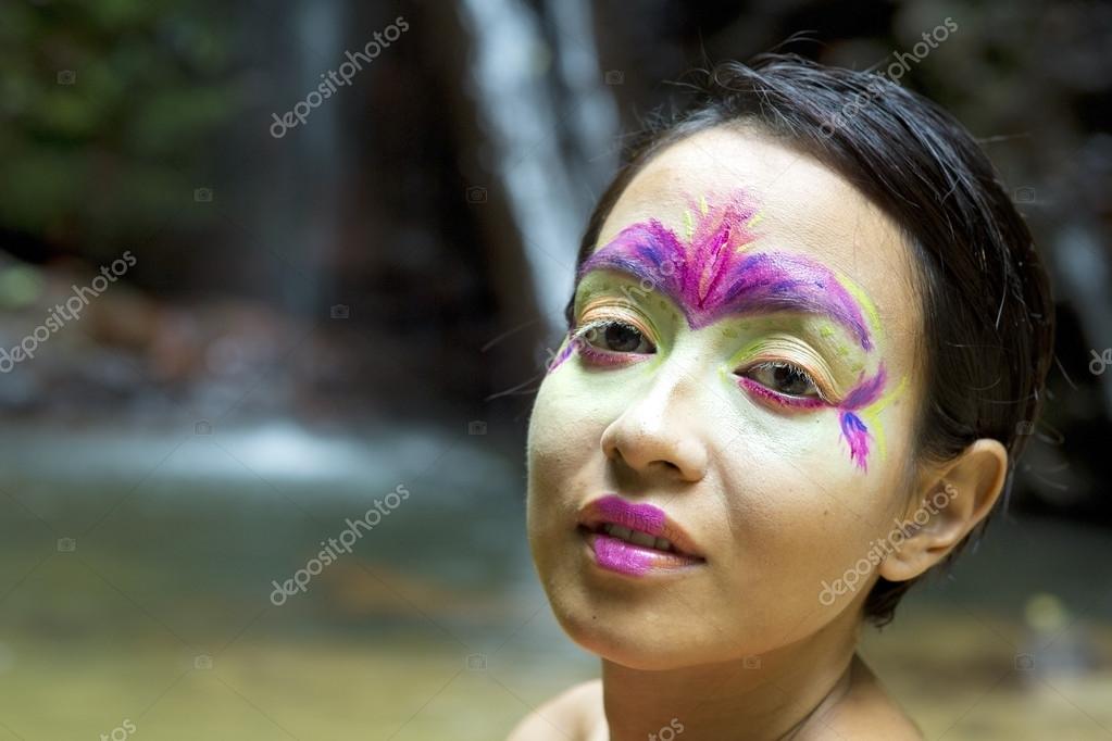 Oriental face painting Borneo Rainforest Tribal Culture Face