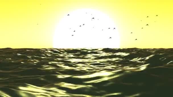 Loopable 3d sea with great summer sunset — Stock Video