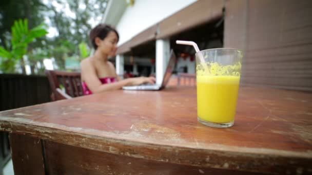 Donna d'affari freelance che lavora al caffè — Video Stock