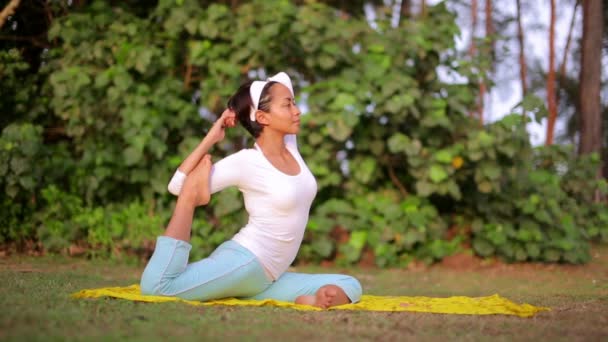Utomhus yoga meditation motion i naturen — Stockvideo