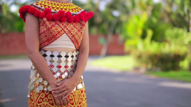 Σχεδια απο διαφορες φυλες γυναίκα IBAN με παραδοσιακά ρούχα — Αρχείο Βίντεο