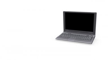 Beyaz arka plan üzerinde iplik laptop
