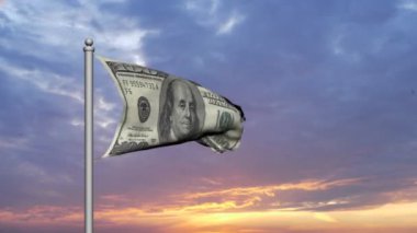 gün batımında Doları bill para bayrağı