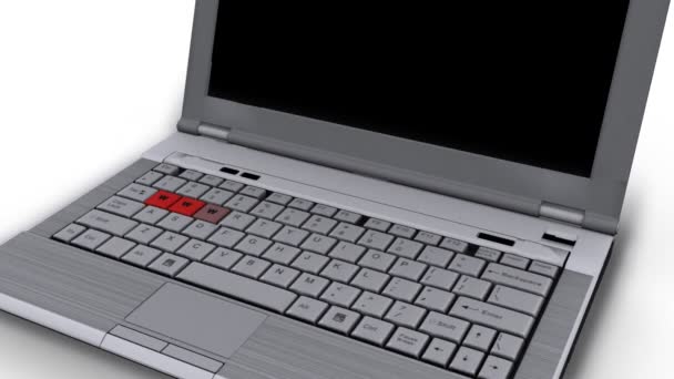 Laptop con las llaves www parpadeando — Vídeos de Stock