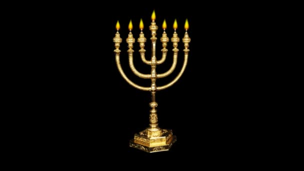 Lux candelabro con siete velas y el fuego loopable — Vídeo de stock