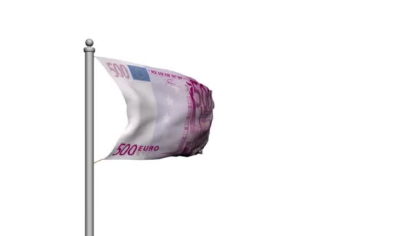 Euron sedel pengar flagga på vit — Stockvideo