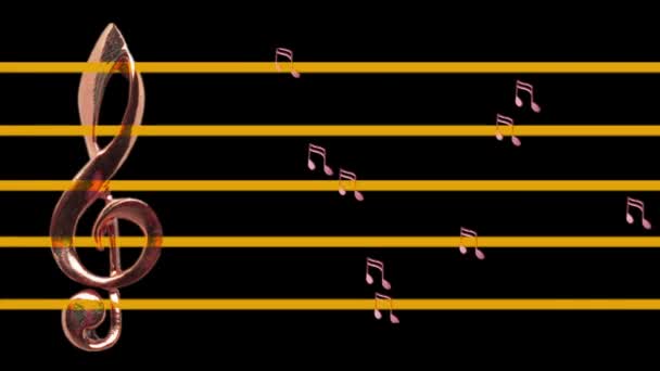 Chiave di violino e note musicali — Video Stock