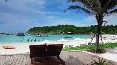 egzotik bir Beach boş şezlong