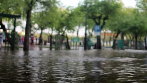 Street under flood — Stock Video