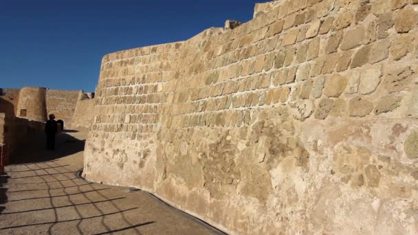 Toeristische wandelen in Qal'at al-Bahrein fort — Stockvideo