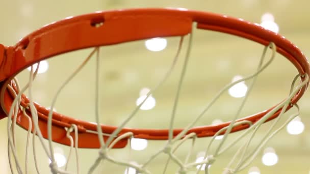 Scoring basket in basketball court — Stock Video