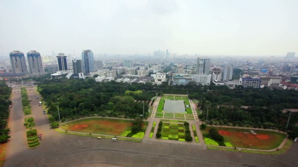 Hoge hoek jakarta Stadszicht — Stockvideo