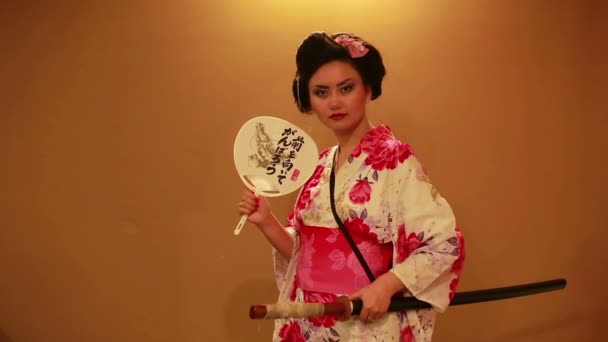 Samurai geisha japonesa — Vídeo de stock