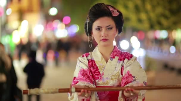 Japonais geisha samouraï de plein air — Video