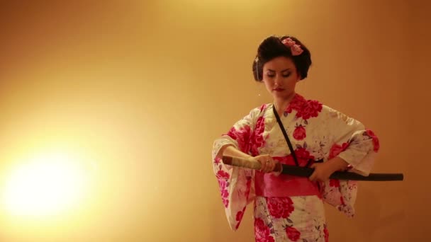 Samurai geisha japonesa — Vídeo de stock