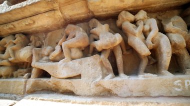 Group Sex Figures in Kama Sutra Temples in India clipart