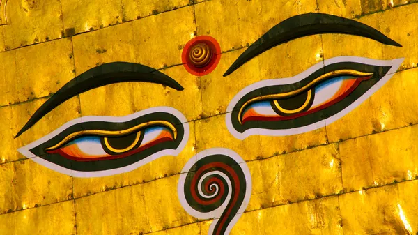 Symbol für Nepal, Buddhas Augen in Kathmandu — Stockfoto