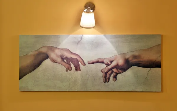 A Criação de Adão pintura na parede — Fotografia de Stock