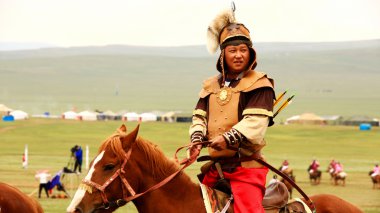Ulan Batur, Moğolistan - Temmuz 2013: naadam festival at okçuluk