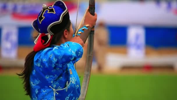Naadam Festival Bogenschießturnier — Stockvideo