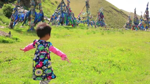 Mongolian girl posing — Stock Video