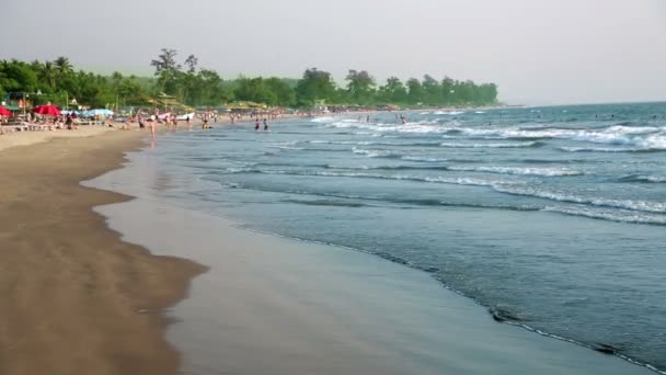 Gente caminando por la playa — Vídeo de stock