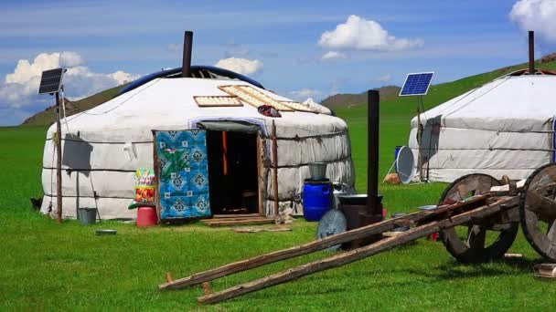 Mongolian ger camps with solar power — Stock Video