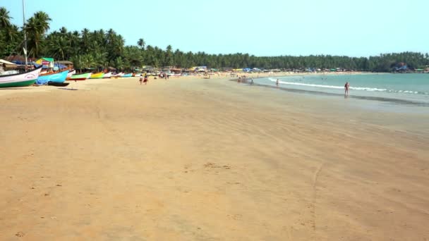 Les gens marchent le long de la plage — Video