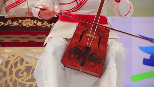 Morin khuur, mongolski skłonił instrument strunowy — Wideo stockowe