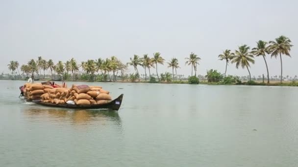 Alltägliche Szene in Kerala Backwaters — Stockvideo