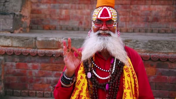 Sadhu-Leute, traditionelles hinduistisches Outfit — Stockvideo