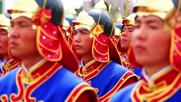 Монгольська армії на naadam фестивалі — стокове відео