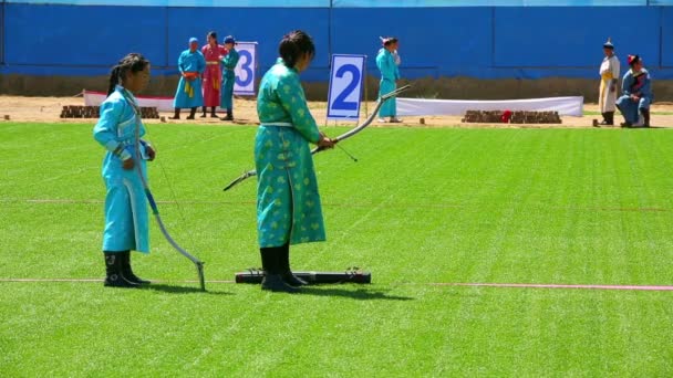 Naadam Festival Bogenschießturnier — Stockvideo